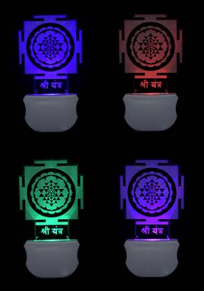 Inox The Shree Yantra 3D illusion Led Night Lamp comes with 7 Multicolor (Pack of 4) Night Lamp