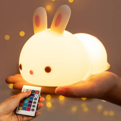 MUID Bunny Night Light for Kids Room, Rechargeable, Remote Control, 16 Color Changing Night Lamp