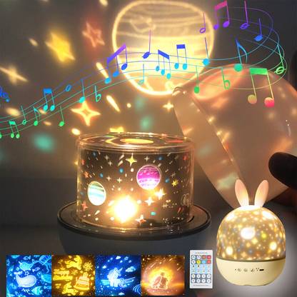 FIRST MART 2-1 Planetarium Galaxy Star Night Light Lamp Projector for Bedroom Musical Tunes Night Lamp