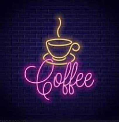 AS GLOWSIGNS Yellow Tea Cup With Purple Coffee Neon LED Light Size () Night Lamp