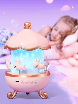 Space Age Bunny Carousel Night Light Projector | 6 Set Films Rotating LED Night Lamp
