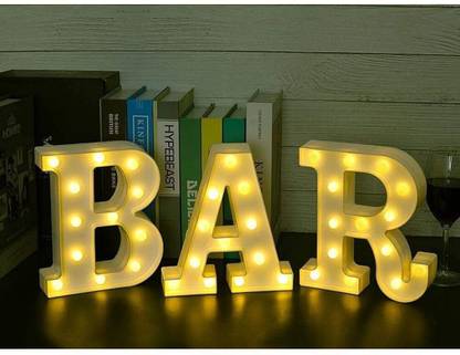 Satyam Kraft Marquee Letters Lights for Wedding Birthday Party decorations (BAR) 1 piece Table Lamp