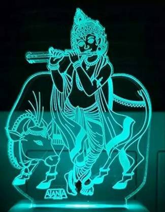 Saurav Jain The krishna 3D Illusion Night Lamp Comes with 7 Multicolor Suitable for Room Table Lamp