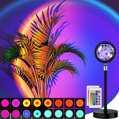VOFFY Sunset Lamp Projector 16 Color LED Light Remote Control 180 Degree Photography Table Lamp