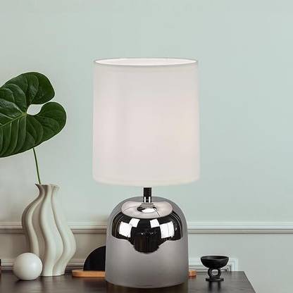 BCD M.F HOMEGOODS Silver Shot LED Table Lamp (Nickel + Warm Grey) Metal Base Table Lamp