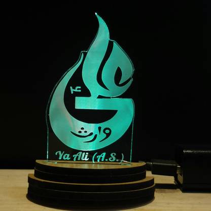 Sky Mart YA ALI Acrylic USB 3D Illusion RGB 7 Colour Changing LED Wooden Usb Night Lamp