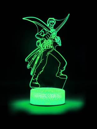 ComicSense One Piece Anime Triple Sword Zoro Lamp, 16 Color Changing Anime Night Lamp Table Lamp