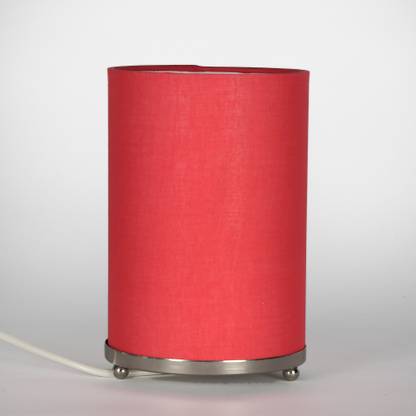 craftter Handloom Dark PInk Fabric Round Small Table Lamp Bedside Table Light Night Lamp Table Lamp