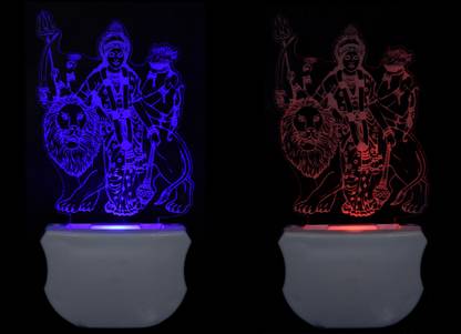 NavyaGoldWinner Maa Sherawali 3DLed NightLamp come with 7Multicolor effect for Room(Pack of2) Night Lamp