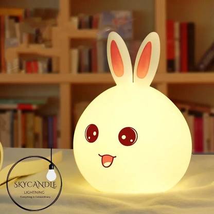 Skycandle Cute Rabbit Silicon USB Rechargeable Night Light Lamp with Gesture Night Lamp