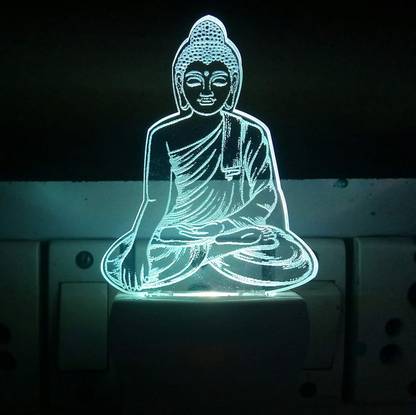 MUKESHI ENTERPRISES Gautam budh 3D Night Lamp Come with 7 Multicolor & 3D Illusion Design for Rooms Night Lamp