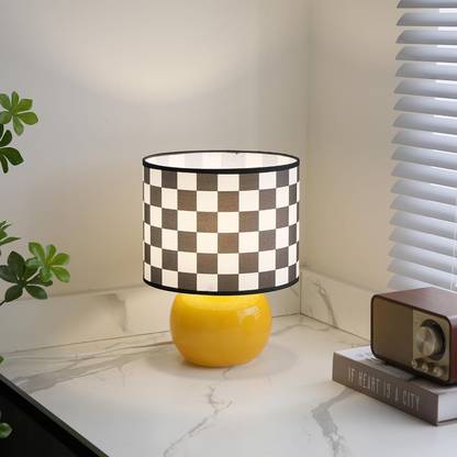 Ekhasa Glass Dimmable Bedside Lamp | Table Lamps |Fabric Shade| Table Lamp