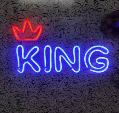 Sameer Graphics Neon LED Sign/Light "King" Design for Home Decor, Living Room, Wall Decor Table Lamp