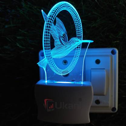 UKANI FLYING BIRD Acrylic 3D Illusion RGB 7 Colour Changing LED Plug and Play Night Lamp
