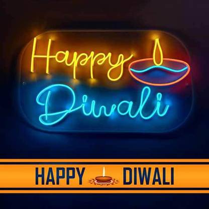KUMAR TRADERS Happy Diwali Neon Sign with Diya Night Lamp