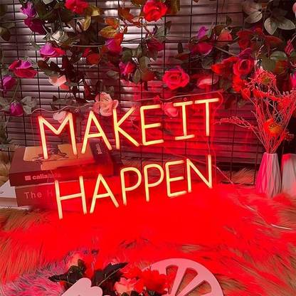 aqresearch Make it happen neon sign, Make it happen light - Red Night Lamp