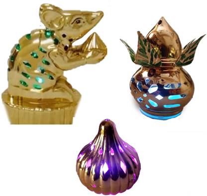 ExcitingDEalz Ganesh Chaturthi Special LED Modak + LED Mushak + LED Kalash Table Lamp