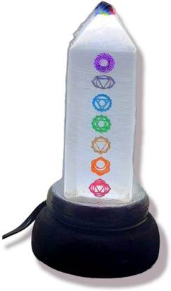 Shivalaya Gems Crystal 7 Chakra Selenite Lamp (6inch) Night Lamp