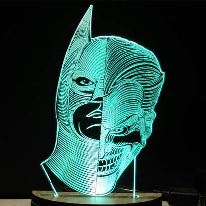 MF BATMAN JOKER Acrylic USB 3D Illusion RGB 7 Colour Changing LED Wooden Night Lamp