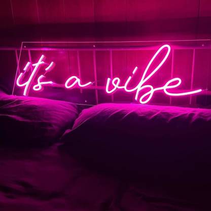 AS GLOWSIGNS It's A vibe Neon LED Lights Pink Size (12 X 30) inch Night Lamp