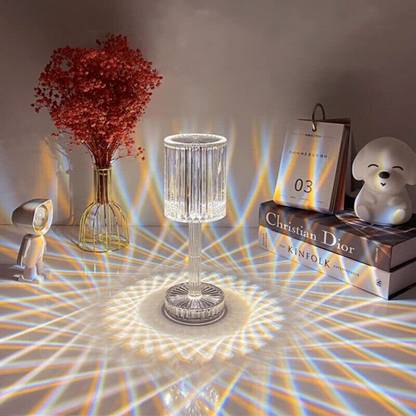 saleit Rechargeable Crystal Diamond Table Lamp, Crystal Touch Lamp Table Lamp