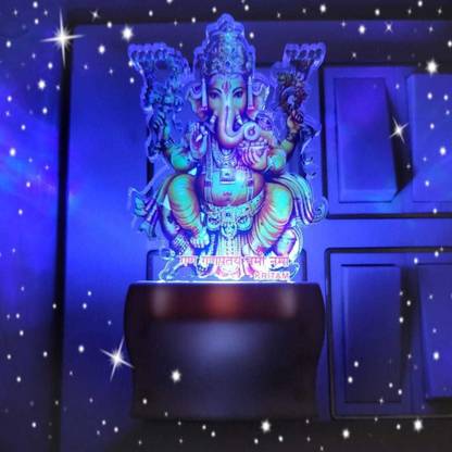 KRITAM GANESH JI 3D Illusion LED Light Bedroom Decoration Light Table Lamp