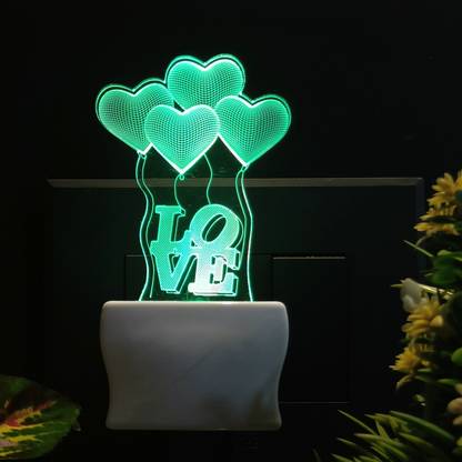 Red Robin LOVE BALLOON 3D Acrylic Illusion RGB 7 Colour Changing LED Plug n Play Night Lamp