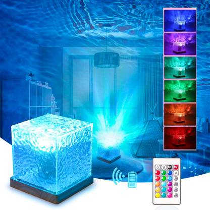 Refulgix LED Light Projector Projection Lamps Crystal Table Lamp for Bedroom Table Lamp (20 cm, Water Wave Crystal Lamp)