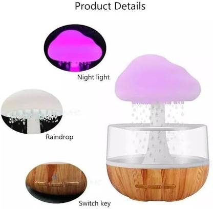 MRK VENTURES MRK Rain Cloud Humidifier Water Drip, 3 Rainfall Mode and 7 LED Colors Night Lamp