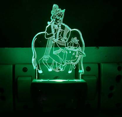 BHOOMI The Shri Krishna 3D Illusion NL Comes with 7 Multicolor Night Lamp
