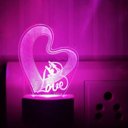 DIONA Couple Romantic 3D Illusion LED Multi Color Valentine Day, Birthday Gift Night Lamp