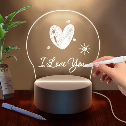 GT Gala Time Creative LED Lamp with Erasable Pen DIY Design Return Gift Message Board Table Lamp