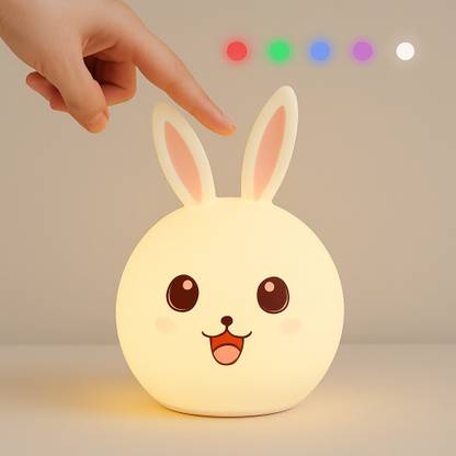Trust Ware Silicone Rabbit Night Lamp Touch-Control LED Light | Color-Changing Safe for Kid Night Lamp