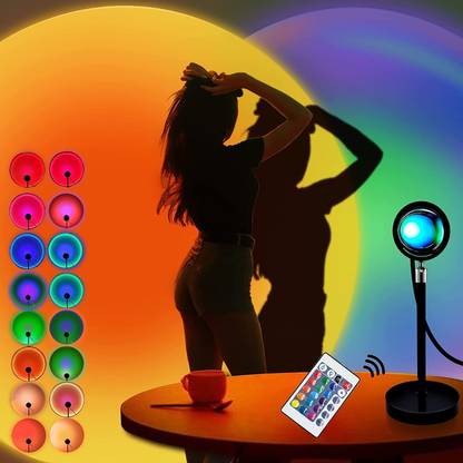 ELPER Sunset Lamp with Remote Control,Sunset Projection lamp 16 Colors Night Lamp