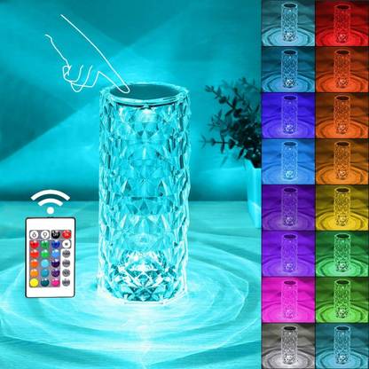 Jiya Enterprise Crystal Diamond Night Lamp Wireless Remote and Touch Control (16 Color Changing) Table Lamp