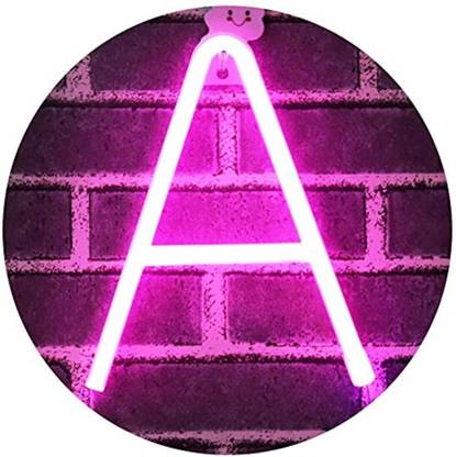Satyam Kraft Marquee Alphabet Shaped Neon Led Light for Home Decoration and Wall Lamp, Pink, 1 Piece (Letter-A) Night Lamp