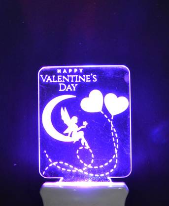 AMARJEET ENTERPRISES The Valentine Wish 3D Illusion Night Lamp Comes with 7 Multicolor Night Lamp