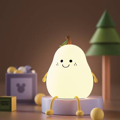 Galox Pear Night Lamp for Kids Room, LED Rechargeable Tap Control 7 Color Changing Night Lamp