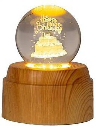 KASHTHBHANJAN Happy Birthday 3D Crystal Rotating Night Lamp