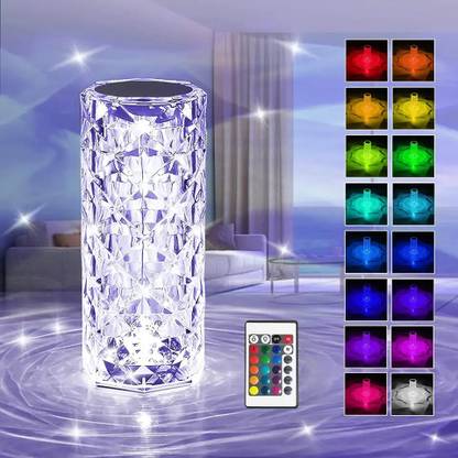 Rossella USB Rechargeable Touch Sensor Remote Control Rose Plastic Diamond Night Lamp Table Lamp