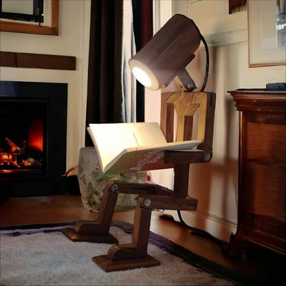 meandyou Robo Glow Craft Wooden Robot Shape LED Lamp (Sheesham Wood) Table Lamp