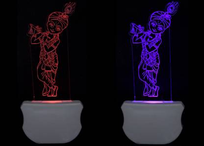 Gojeeva The Lord Krishna 3D illusion 7 Multicolor lighting effect (Pack of 2) Night Lamp