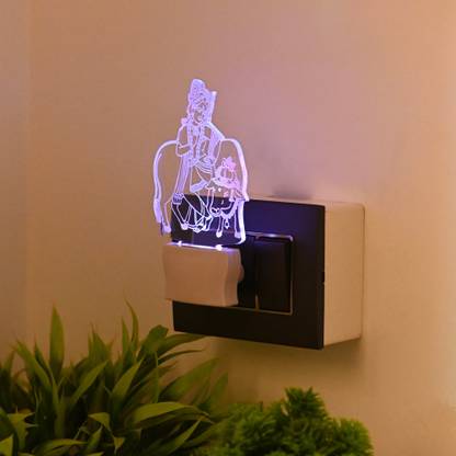 1st Time Plug & Play 3D Illusion Effect Cow With Krishna Shape LED Night Lamp/Light Night Lamp