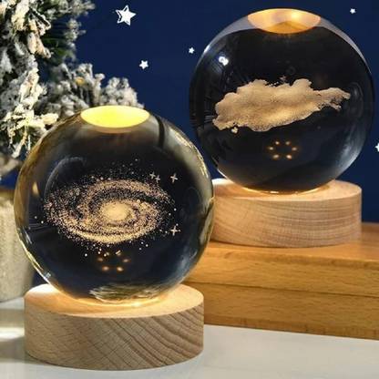 Coser 3D Deer Crystal Globe Lamp Creative Engraved Crystal Ball Night Light Table Lamp