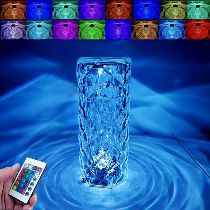 CRP TRAND Crystal Lamp Color Changing, USB Rechargeable Lamp with Remote Control Table Lamp
