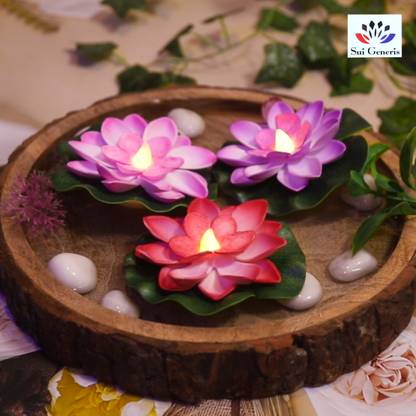 Sui Generis Floating Lotus LED Light Automatic Sensor Light For Festive Occasions-Pack of 3 Night Lamp