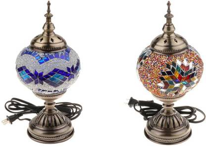 BNF Handmade Turkish Mosaic Glass Table Desk Bedside Lamp Light Us Plug Blue Table Lamp