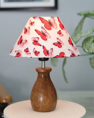 Homesake Dovel Pot Modern Wooden BaseTable Lamp Turkish Evil Eye Fabric Lampshade Table Lamp