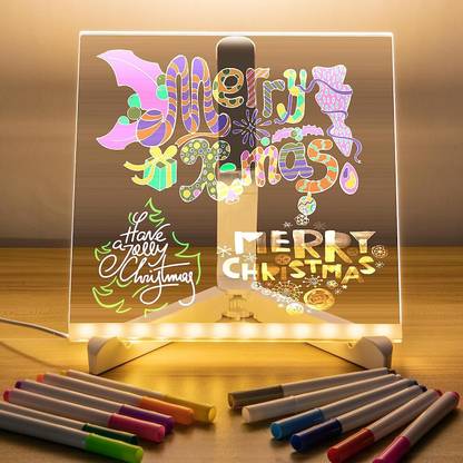 ZODZE 3d Acrylic LED Message Board, LED Message Board With Pen(15 x15cm) Table Lamp