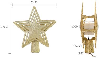 BNF Christmas Tree Topper With Led Rotating Snowflake Projector Xmas Tree Decor Gold Night Lamp